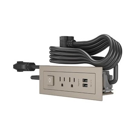 Legrand Outlet Strip, USB, 2 5-15R, 5-15P, 6 ft., Nickel RDSZNI
