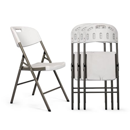 4Dock White Folding Chairs, Portable Seats with Durable Steel Frame, 4PK FT003