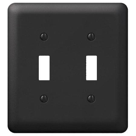 Amerelle Devon Wallplate, 5 in L, 4-5/8 in W, 2 -Gang, Steel, Black 935TTBK