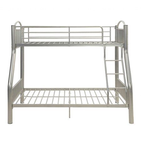 Homeroots 78" X 56" X 67" Silver Metal Twin Over Full Bunk Bed 286162