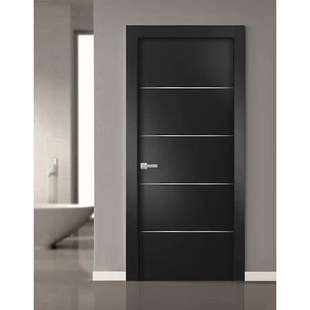 Sartodoors Slab Barn Door Panel, Planum 0020 Matte Black, Sturdy Finished Doors, Pocket Closet Sliding-24" x 9 PLANUM0020S-BLK-2496