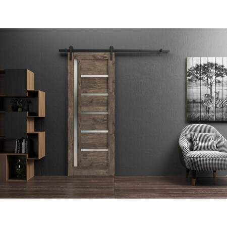 Sartodoors Sturdy Barn Door Oak 36x84 Solid Core Modern Interior QUADRO4088BD-B-AKA-3684