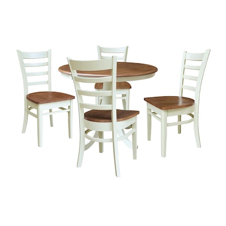 Whitewood Industries Rectangular Extension Dining Table W/ 4 Chairs, 36 in W, 29.3 in L, 48 in H, Parawood, 5 K79-36RXT-C617-4