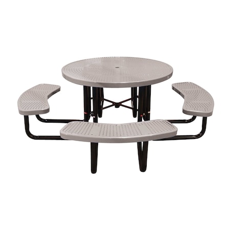 Leisure Craft 46" Round Picnic Table, Perforated Metal, Portable, Beige T46ROP-PERF-BEIGE