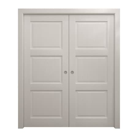 Sartodoors Sliding French Double Pocket Doors 48 x 84 inches, Ego 5010 Painted White Oak, Kit Rail Hardware , EGO5010DP-PWO-4884
