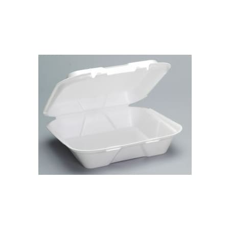 Genpak Large 1-Comp Hinged Container 9-3/16"x9-9/16"x2-21/32" White Foam SN200