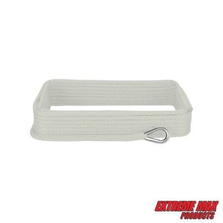 Extreme Max Extreme Max 3006.2045 BoatTector Solid Braid MFP Anchor Line with Thimble - 3/8" x 50', White 3006.2045