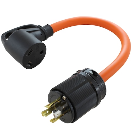 Ac Works 1.5FT L14-20P 20A 4-Prong Locking Plug to 30A RV Generator Adapter RVL1420TT-018