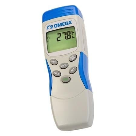 Omega Thermocouple Thermometer, 9 V Battery, Miniature Connector, 1-CH, K (0.1 % rdg + 0.5 degC), (0.1 % HH-25U