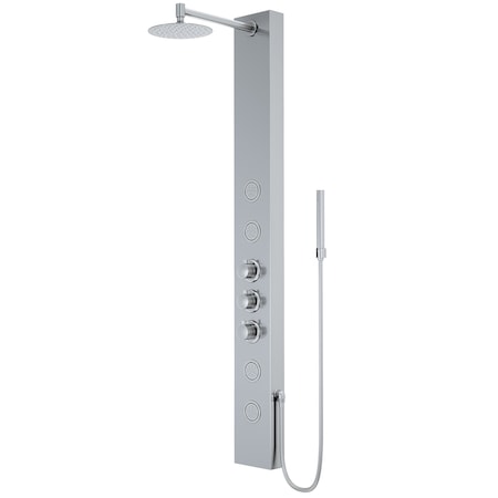 Vigo 59 in. H x 6 in. W 4-Jet Shower Panel System with Round Head and Hand Shower in Stainless Steel VG08013ST