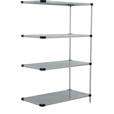 Global Industrial Nexel 4 Shelf, Galvanized Steel Solid Shelving Unit, Add On, 72"W x 18"D x 86"H 189961