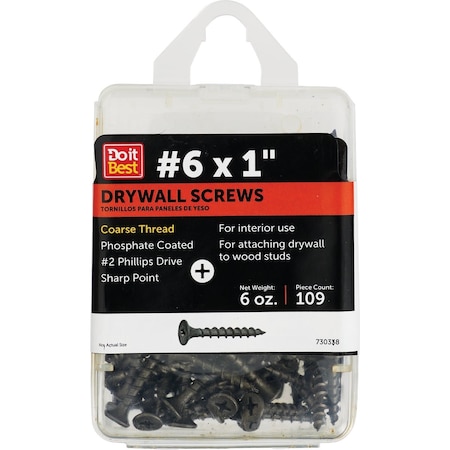Do It Best Do it No.6x1'' Coarse Thread Phosphate Drywall Screw, 6 Oz. Pack 730338