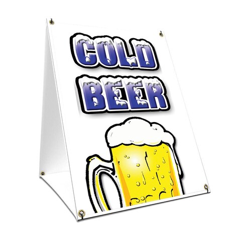Signmission Cold Beer, 24 Inch x 18 Inch A-frame Yard Sign, Plastic Sign SBC-1824-Cold Beer