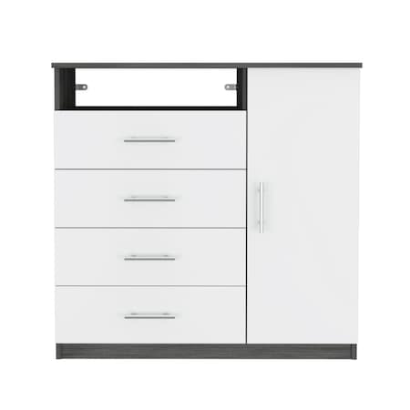 Homeroots 36" White and Gray Four Drawer Combo Dresser 534944