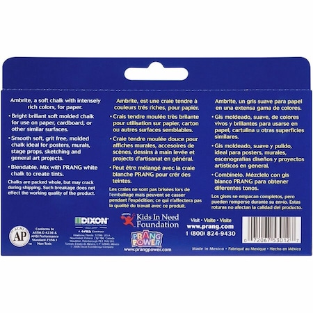 Dixon Ticonderoga Gallery Ambrite Colored Chalk, Assorted, 12PK DIX53012