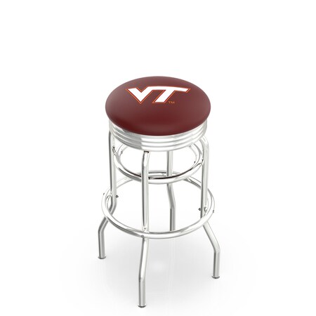 Holland Bar Stool Co 30" Chrome 2-Ring Virginia Tech Swivel Bar Stool, Accent Ring L7C3C30VATech
