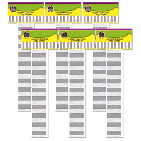 Teacher Created Resources Modern Farmhouse Gray Stripes Straight Border Trim, 35 Feet, 6PK TCR8515