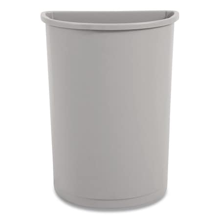 Rubbermaid Commercial 21 gal Half-Round Indoor Plastic Can, Gray, Open Top, Plastic, 21 in FG352000GRAY