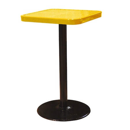 Leisure Craft 24" Square Perforated Pedestal Table, Portable, 40"H, Yellow SQ24TAB40-YELLOW