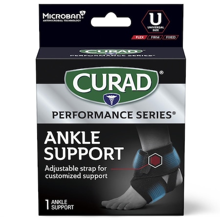 Medline CURAD Performance Series Adjustable Wraparound Ankle Support with Open Heel, Universal Size, 4PK CURIM26700