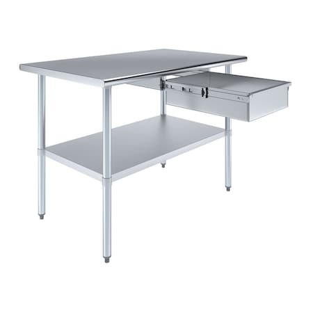 Amgood 30 in. x 48 in. Stainless Steel Table With Drawer AMG WT-3048 + DRAWER-1520-Z