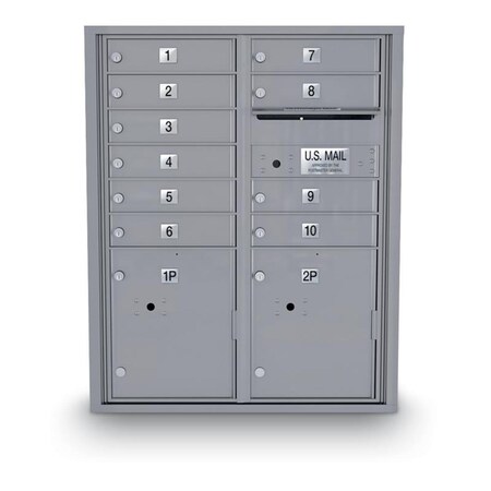 Postal Products Unlimited 10-Door Standard 4C Mailbox with Parcel Door, 118 N1034007