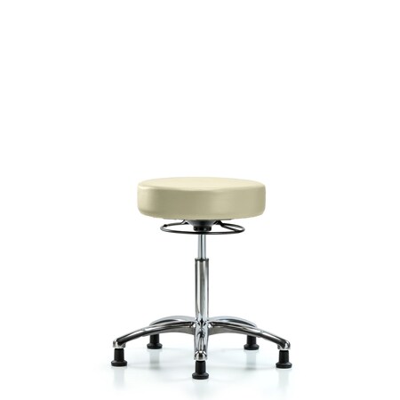 Blue Ridge Ergonomics Bench Stool, Med, Chrom, Vinyl, Glides, Wht BR-VMBSO-CR-NF-RG-8501
