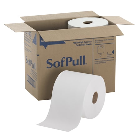 Georgia-Pacific Sofpull Center Pull Paper Towels, 1 Ply, 567 Sheets, 700 ft, White, 4 PK 28143