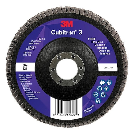 3M Cubitron Abrasive Flap Disc, Coated, Polyester, PK10 7100380168