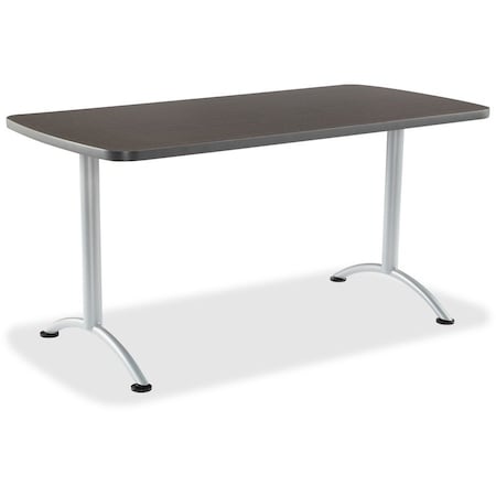 Iceberg ARC Oval Table, Walnut Top, Silver Steel Frame, 30 in W x 60 in L 69215