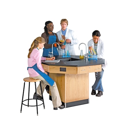 Diversified Spaces Octagon Workstation, Oak, Wood Frame, 62 in W, Red 1614K