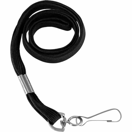 Baumgartens Flat Lanyard w/hook-Black-100pk 65619