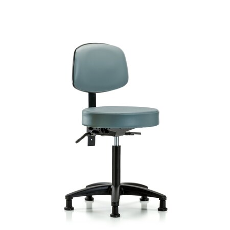 Blue Ridge Ergonomics Vinyl Stool, Back, Med Bench, Tilt, Glides, Storm BR-VMBST-RG-T1-NF-RG-8822