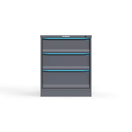 Strong Hold 3 drawer cabinet - (1x 8ft, 1x 9ft, 1x 10ft) - Blue accents - Keyed Different S3036-PPDAS-0306FS
