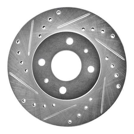 Dynamic Friction Co DFC Brake Rotor - Drilled and Slotted - Silver 631-67037L