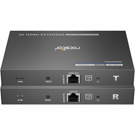 Rocstor TrueReach 4K at 60Hz HDMI KVM Extender over CAT6/CAT6a/Cat7 Ethernet Cable - Supports USB KVM Y10G006-B1