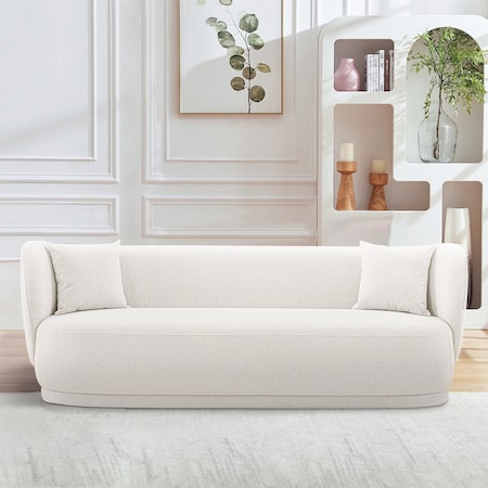 Manhattan Comfort Contemporary Siri Linen 92.52 Sofa with Pillows in Cream SF010-CR