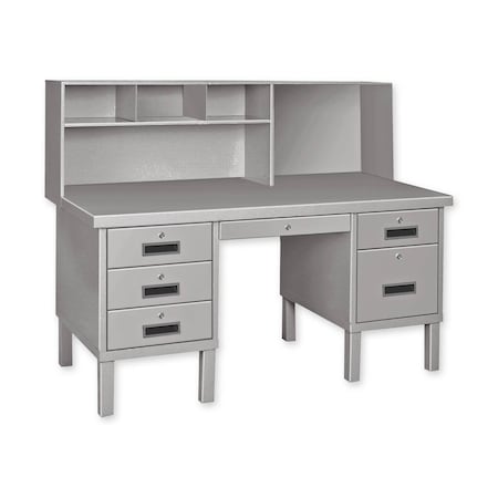 Pucel Filing Cabinet Desk, 60 in W x 28 in D x 33 in H, Gray SD-2860-NPH