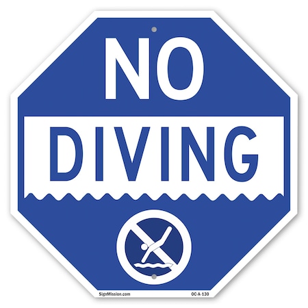 Signmission No Diving, 10 Inch X 10 Inch, Plastic Sign OC-P-10-130