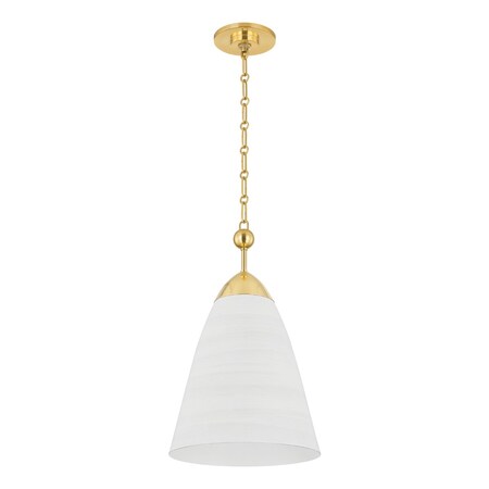 Hudson Valley Lighting Becki Owens X Bronson 1 Light Pendant 13.25 In. Aged Brass/White Plaster BKO1500-AGB/WP