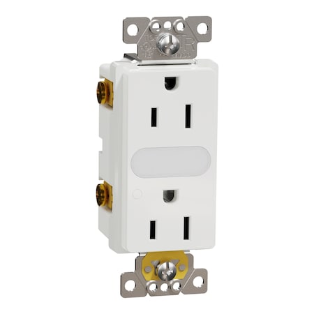 Square D Straight Blade Receptacle, 15 A, 125V AC, 2 Pole, Flush Mount, Self-Grounded SQR57101WH