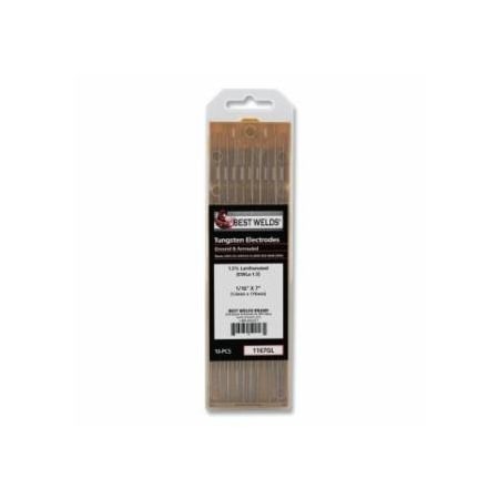 Best Welds 1.5%anthanated Tungsten Electrode, 1/16 in x 7 in, 10 PK 900-1167GL