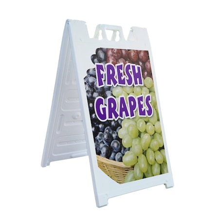 Signmission Fresh Grapes, A-Frame & 2 Decals Installed, Heavy-Duty Plastic Frame SBHD-D-2436-Fresh Grapes