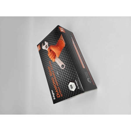 Kog Orange Diamond Grip Nitrile Gloves, XL, 100PK BRG24XLO
