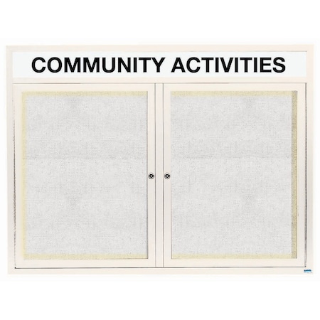 Aarco Illuminated Outdoor Enclosed Bulletin Board w/ Al Frame Header, Powder Coated White, 48''Hx60''W ODCC4860RHIW