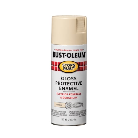 Rust-Oleum Spray Paint, Almond, Gloss, Solvent, 12 oz. 7770830