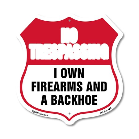Signmission No Trespassing Shield Sign I Own Firearm, 6 Inch X 6 Inch, Plastic Sign SHI-P-6-422