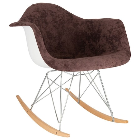 Leisuremod Wilson Velvet Eiffel Base Rocking Chair, Coffee Brown WR25VBR