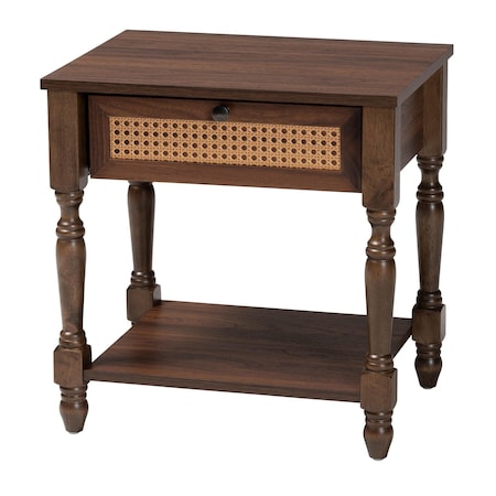 Baxton Studio Roden Transitional Dark Brown Nightstand with Rattan 247-13771-ZORO