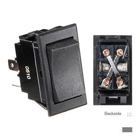 Rv Designer BLACK ROCKER SWITCH, 20A, 4 X TERMINAL, MOMENTARY ON/OFF/MOMENTARY ON. CUT-OUT 1 S221